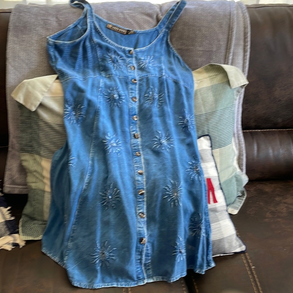 Short denim tank dress button down